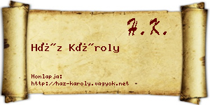 Ház Károly névjegykártya