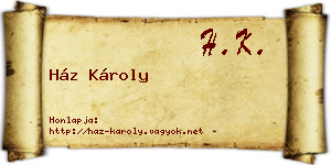 Ház Károly névjegykártya